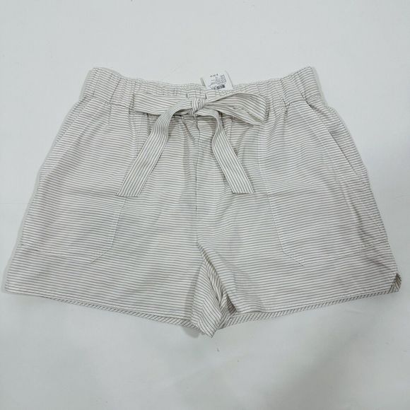 NWT Club Monaco Striped Linen Blend Belted Pull-on Shorts Khaki size 10 $129 - Picture 5 of 11
